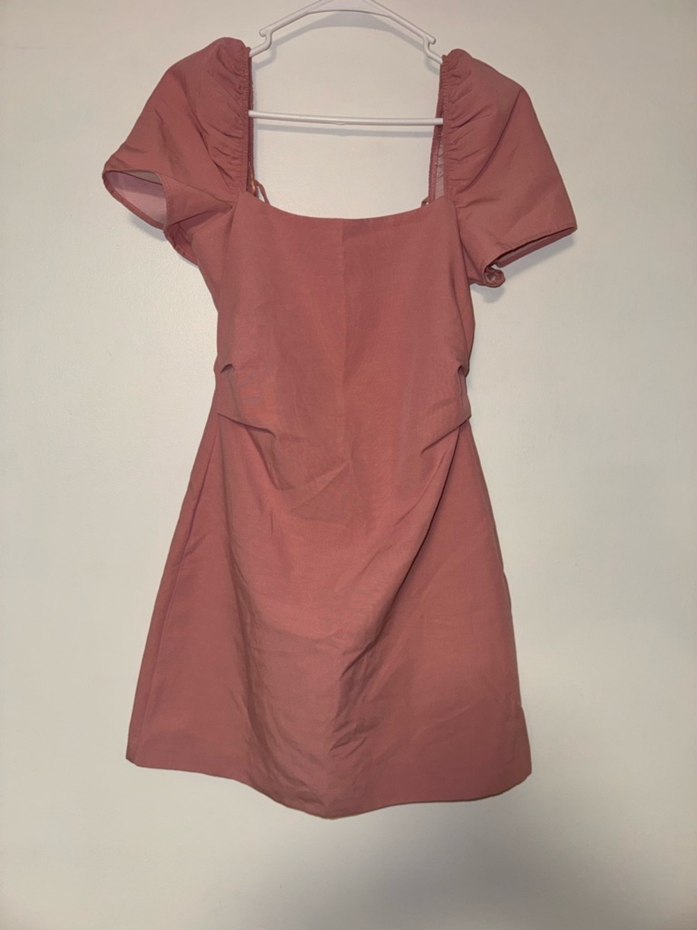 ZARA Pink Linen Blend Puff Sleeve Mini Dress – Size S (NWT)